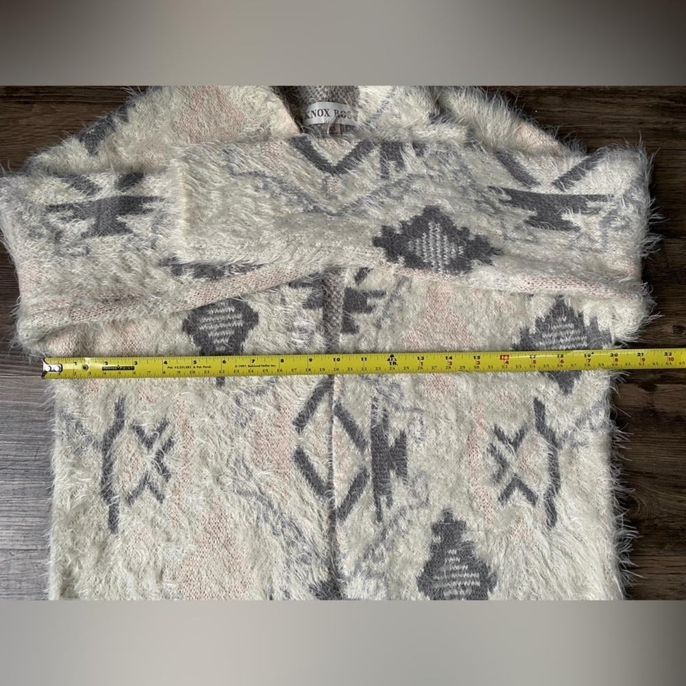 Knox Rose Cream and Gray Geometric Women’s Cardigan Size XS - Picture 5 of 8